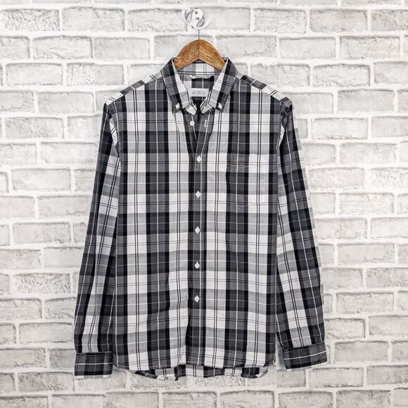 SATURDAYS NYC Men's Long Sleeve Button Down Shirt Gray Plaid Size M - Picture 1 of 6